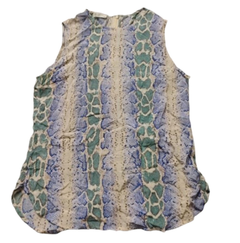 Equipment Femme Snakeskin Print Silk Sleeveless Top Blouse Sz M